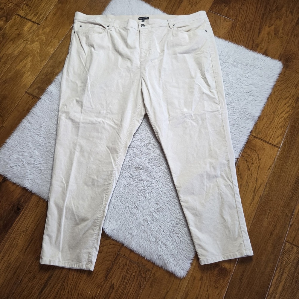 Eileen Fisher Velvet Straight Leg Pants Slacks Women's Plus 3X Ivory Cream